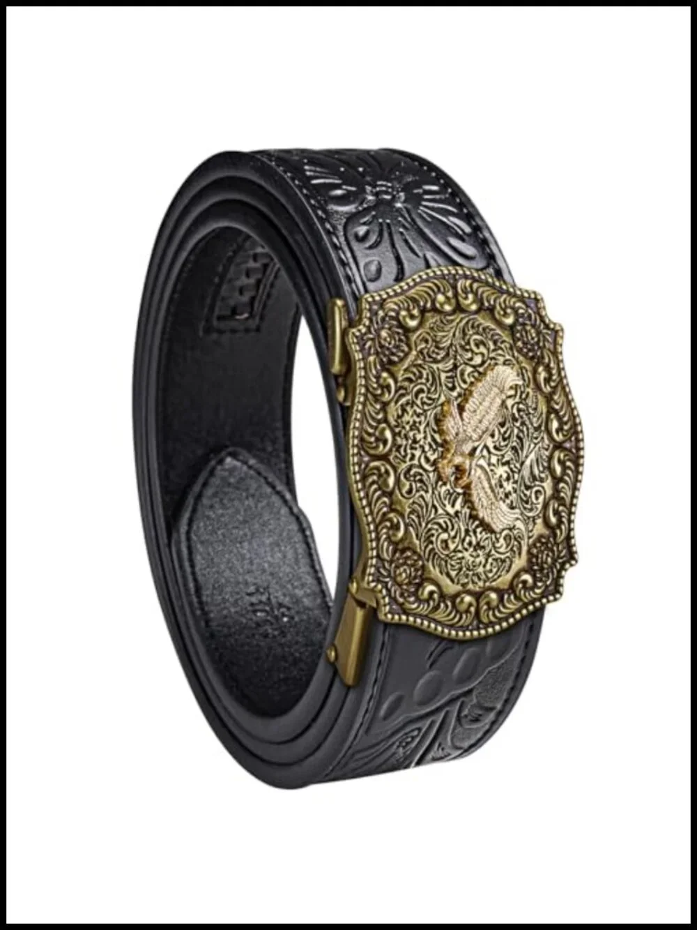 Men's Ratchet Leather Sliding Buckle Dress Belt - No Color